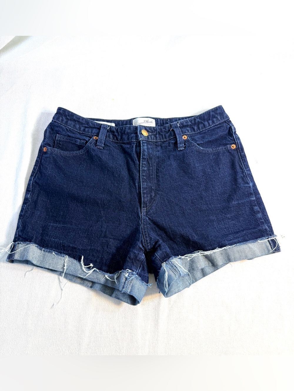 Universal Thread vintage midi Dark Blue Denim Roll-Cuff Women's Shorts size 10
